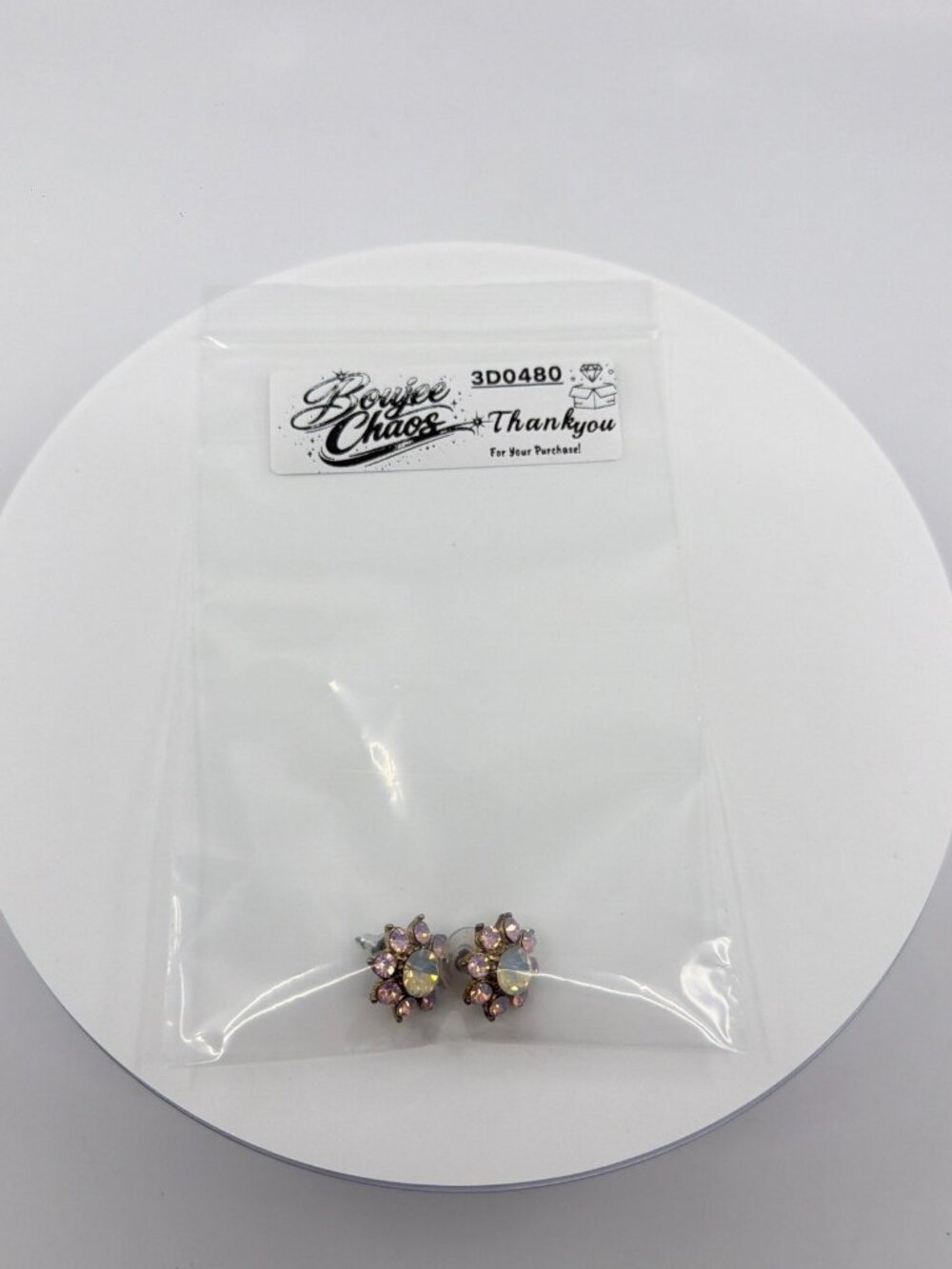Purple Crystal Flower Stud Earrings Statement Gold Tone Bridal Party Jewelry - Picture 10 of 10